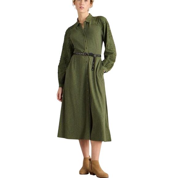 WHITE STUFF Rua Embroidered Dress in Dusty Green Size 12 New with Tag MSRP $144 - Picture 4 of 11